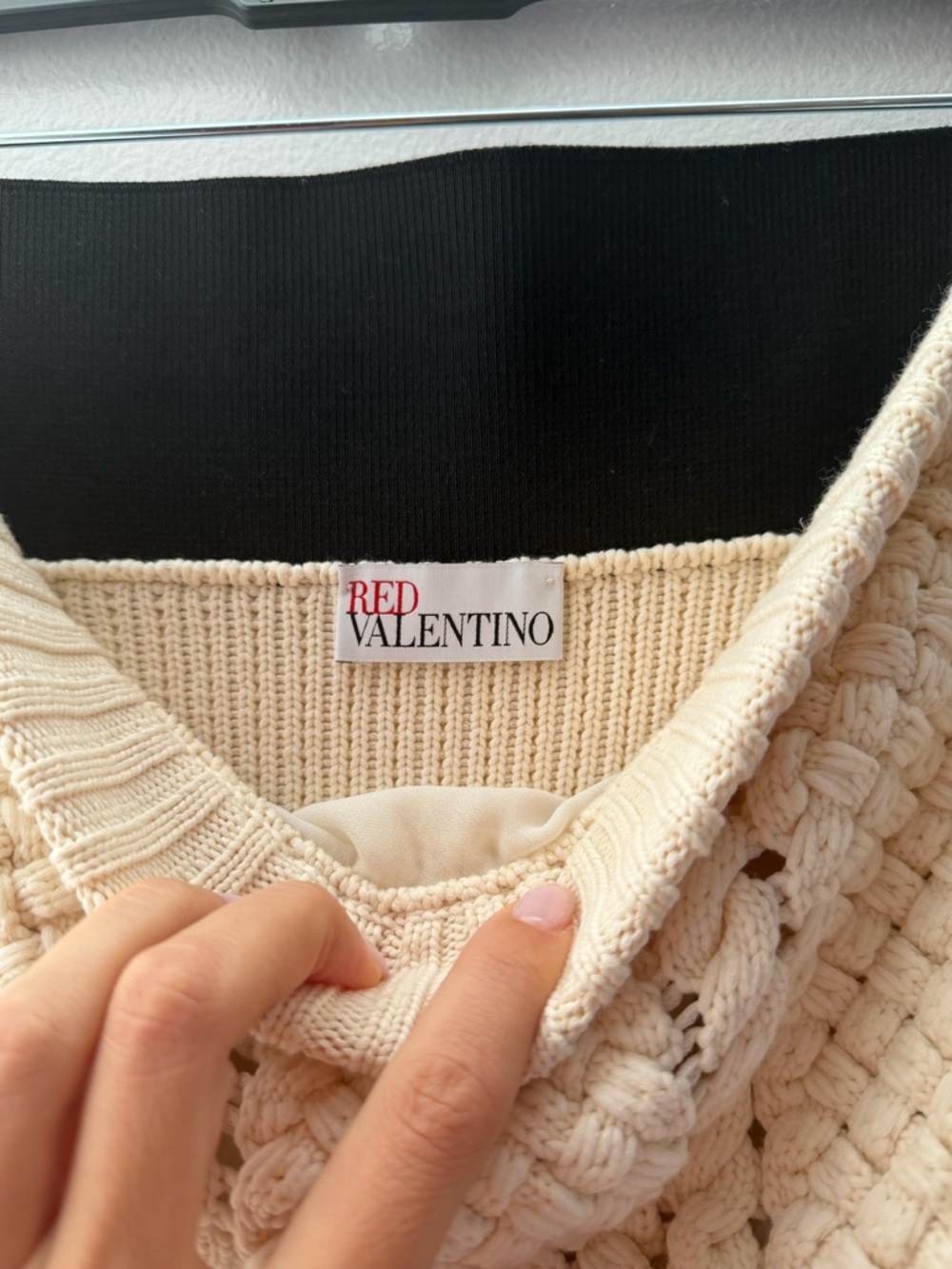 RED Valentino Cream Cable-Knit Midi Dress - Picture 2 of 4